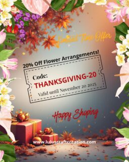Don't miss out! 🎉
Get 20% OFF on all our arrangements! 💐 The perfect way to brighten up your space or send a beautiful gift.

Use Coupon Code: THANKSGIVING-20

🗓️ Valid until: November 20, 2025.

#luluscraftcreation #flowers #eustisflorida #clermont #thanksgiving