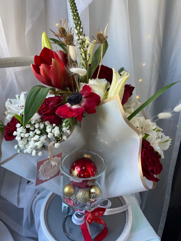 Beautiful floral arrangement in a rock crystal base