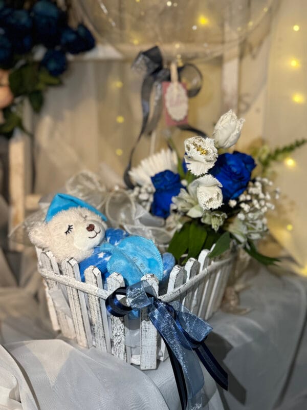 Floral arrangement for baby boys birth