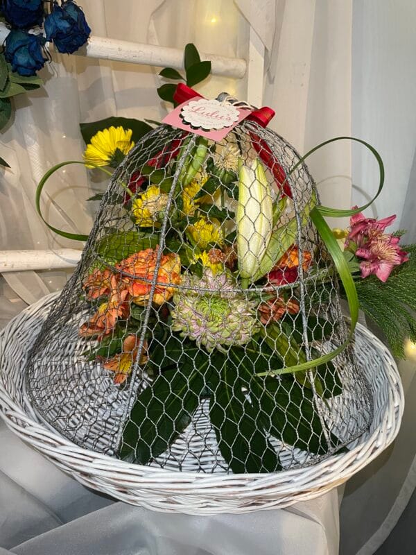 Flower Arrangements on wire basket