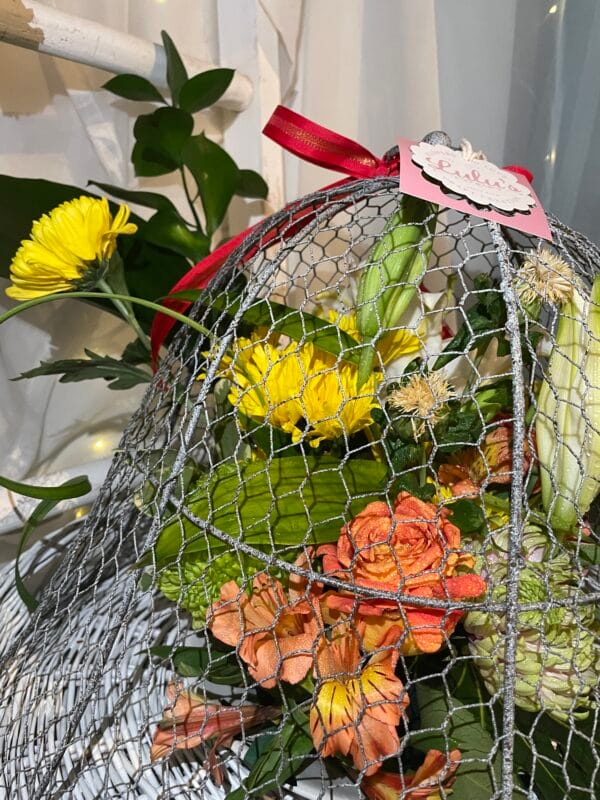 Flower Arrangements on wire basket - Image 2