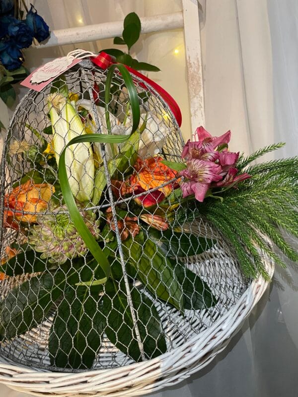 Flower Arrangements on wire basket - Image 3