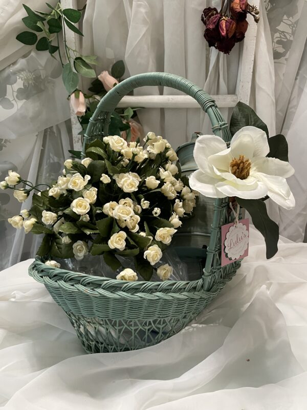 Delicate Mother's Day Flower Basket with Baby Roses & Milk Thistle - Image 5