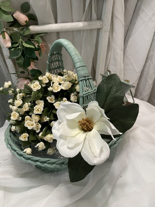 Delicate Mother's Day Flower Basket with Baby Roses & Milk Thistle - Image 4