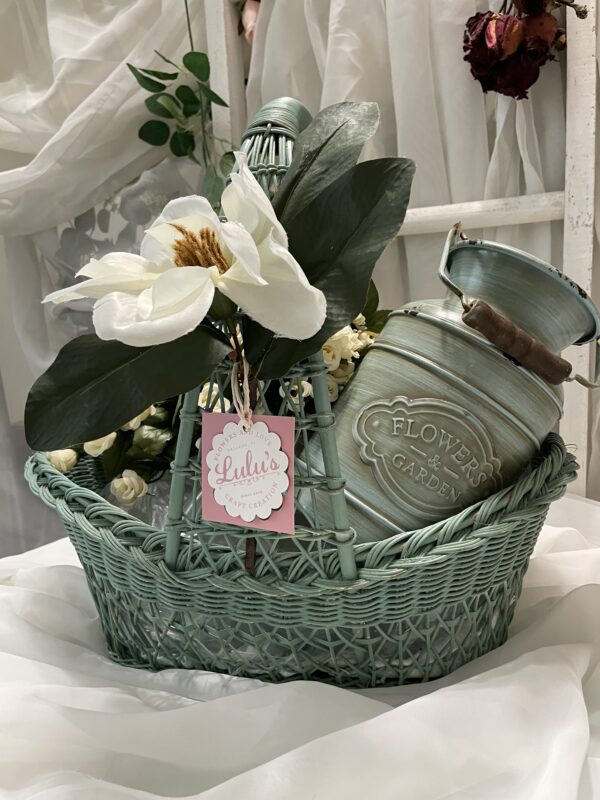 Delicate Mother's Day Flower Basket with Baby Roses & Milk Thistle - Image 2