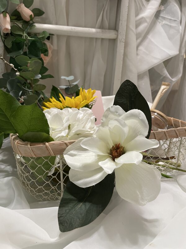 Modern Mother's Sunflower and Blooming Willow Basket Arrangement - Image 4