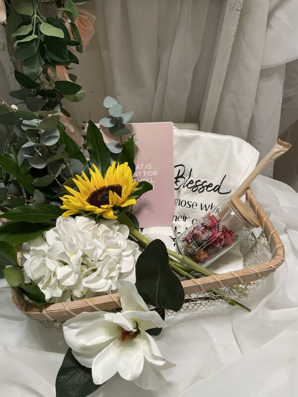 Modern Mother's Sunflower and Blooming Willow Basket Arrangement - Image 2
