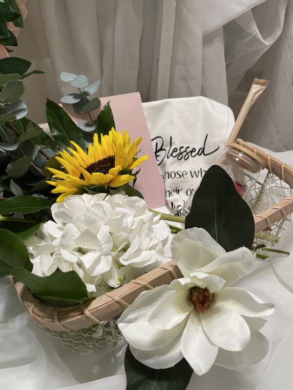 Modern Mother's Sunflower and Blooming Willow Basket Arrangement - Image 6