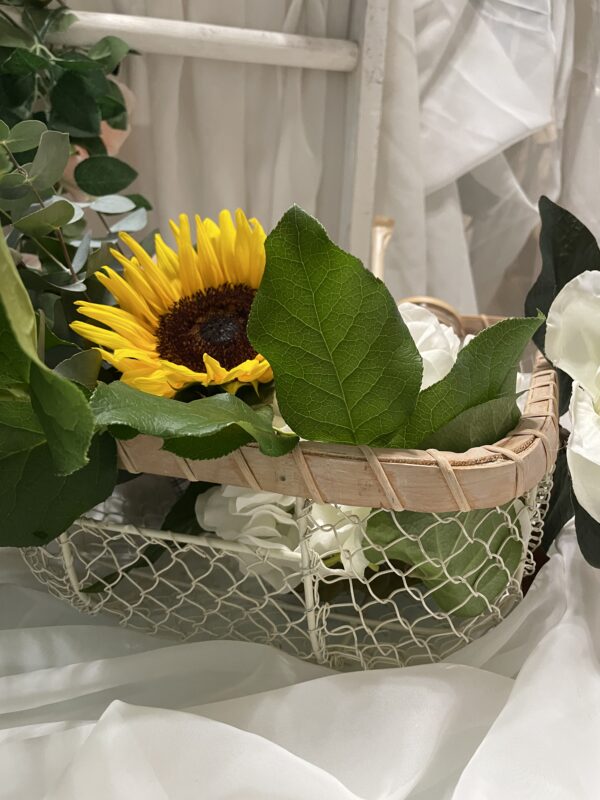 Modern Mother's Sunflower and Blooming Willow Basket Arrangement - Image 5