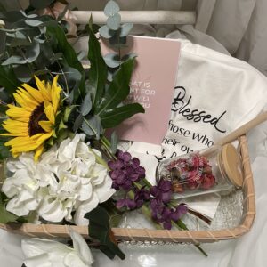 Modern Mother's Sunflower and Blooming Willow Basket Arrangement
