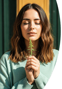 Mujer con planta en Mano