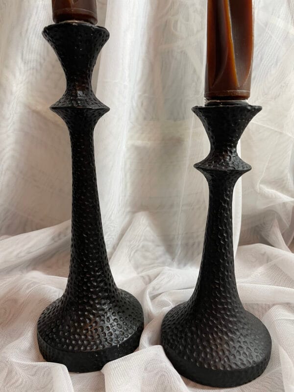 Elegant Black Metal Candle Holders – Sophisticated Home Decor (Set of 2) - Image 2