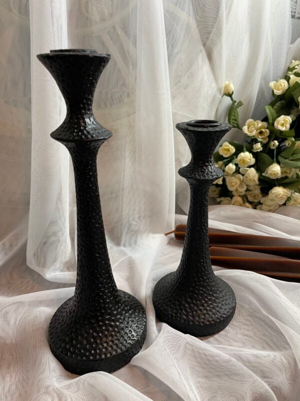 Elegant Black Metal Candle Holders – Sophisticated Home Decor (Set of 2) - Image 4