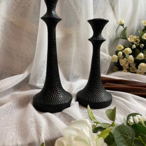 Elegant Black Metal Candle Holders – Sophisticated Home Decor (Set of 2)