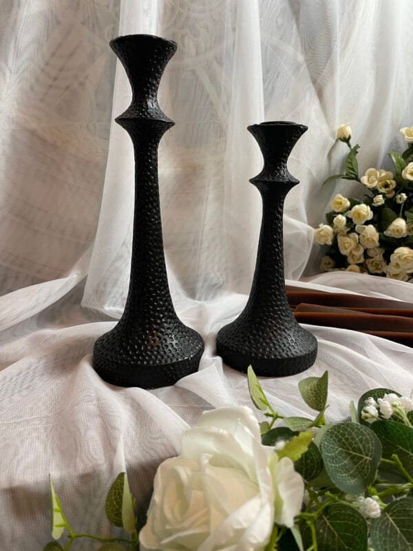 Elegant Black Metal Candle Holders – Sophisticated Home Decor (Set of 2) - Image 5