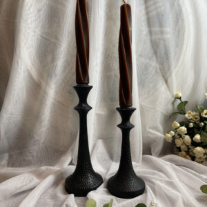 Elegant Black Metal Candle Holders – Sophisticated Home Decor (Set of 2)