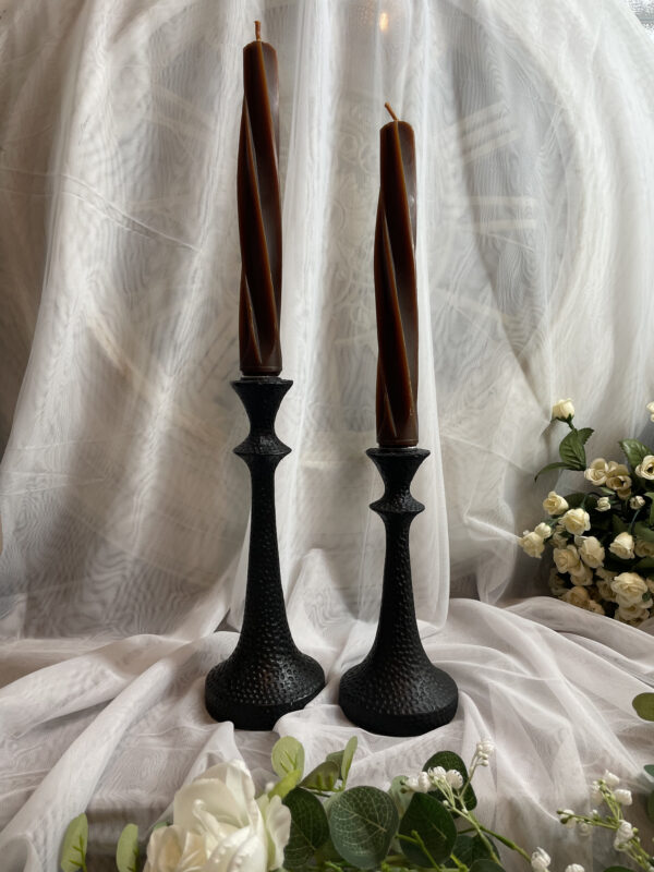 Elegant Black Metal Candle Holders – Sophisticated Home Decor (Set of 2)