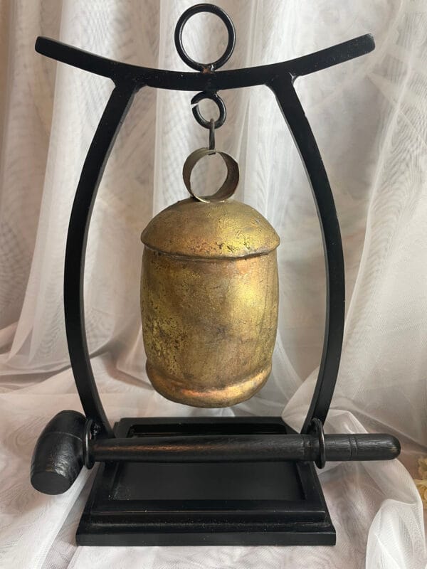 Gold Metal Bell with Wooden Base - Image 7
