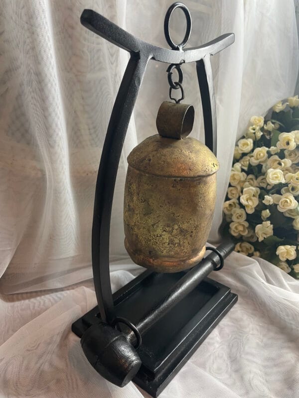 Gold Metal Bell with Wooden Base - Image 6