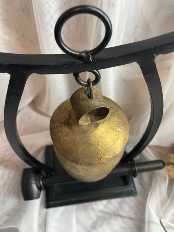 Gold Metal Bell with Wooden Base - Image 3