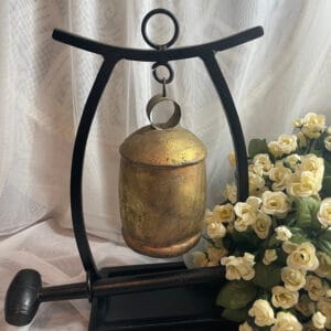 Gold Metal Bell with Wooden Base