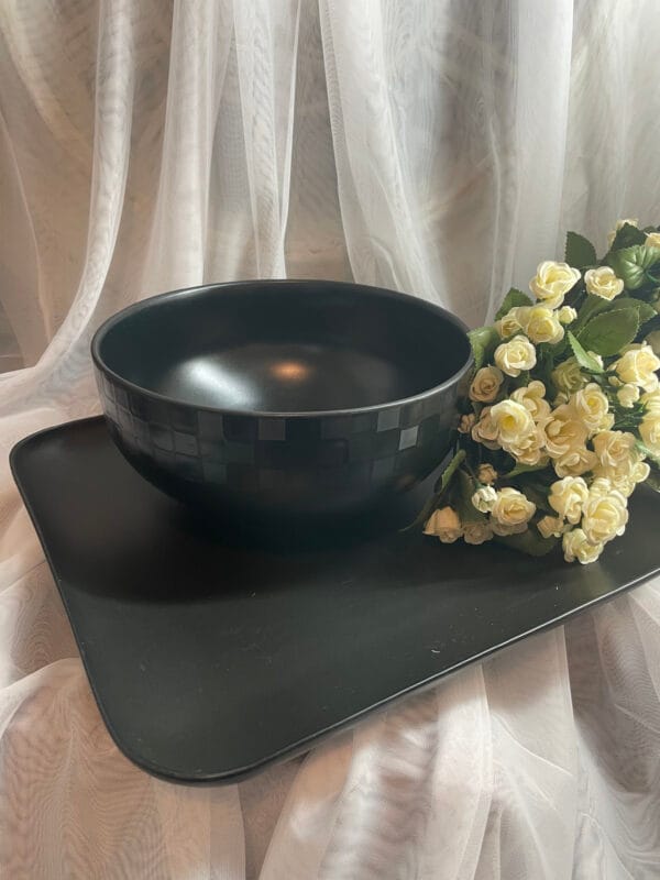 Black Ceramic Breakfast Tray Set