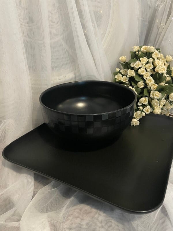 Black Ceramic Breakfast Tray Set - Image 4