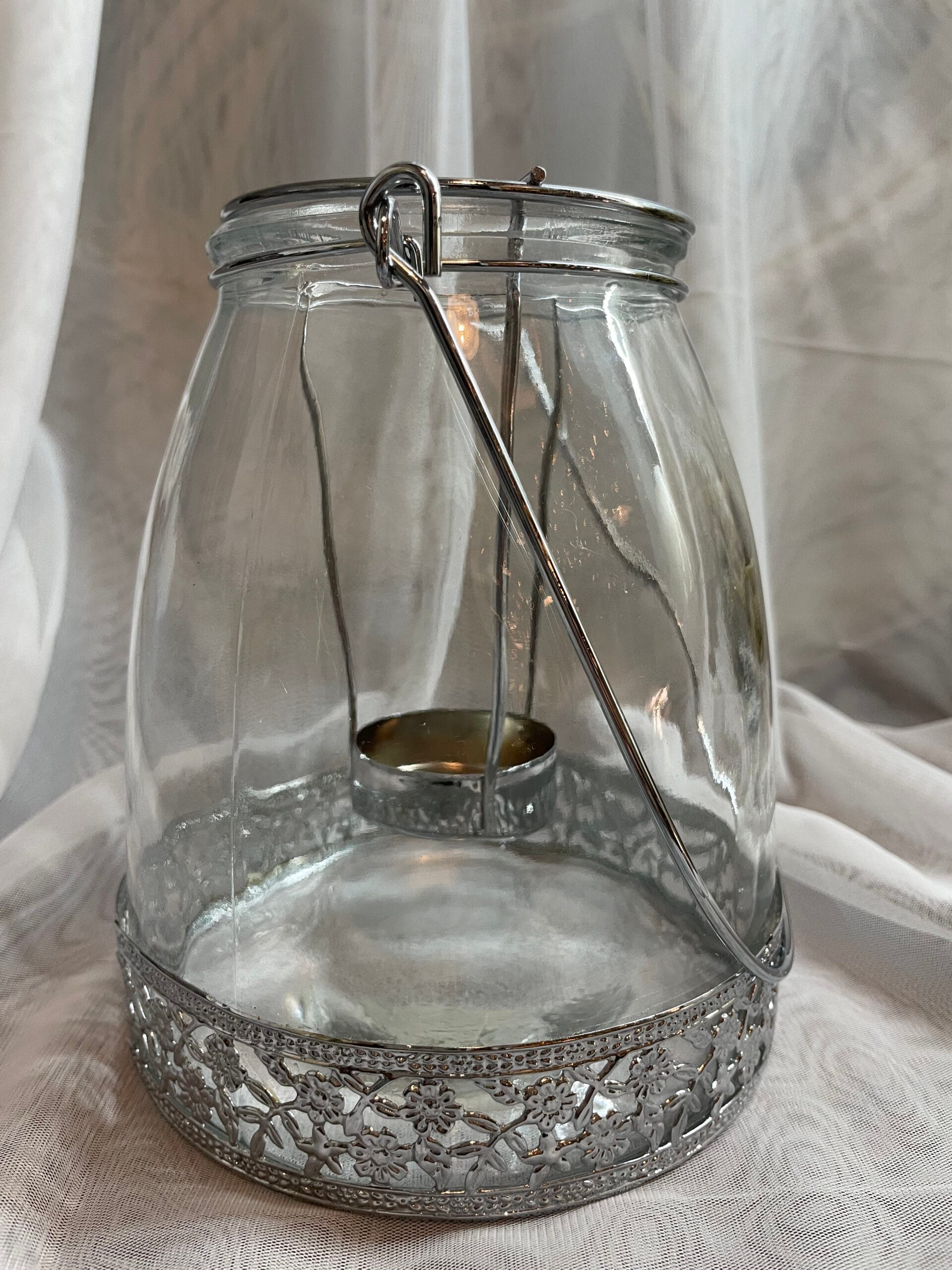 Glass Jar Candle Holder with Metal Base – For Cozy Moments - Image 2