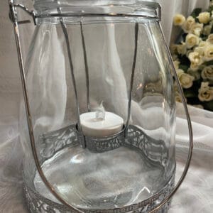 Glass Jar Candle Holder with Metal Base – For Cozy Moments