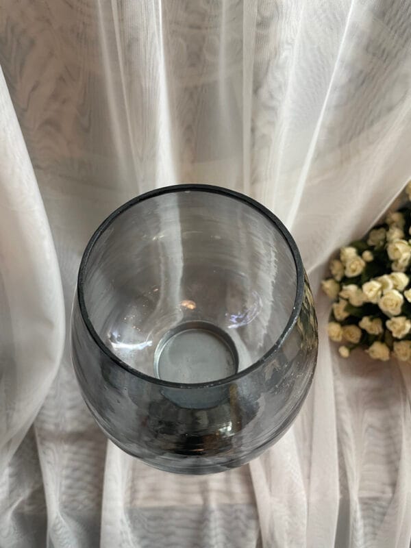Glass chalice candle holder with metal base for tea lights or small votive candles - Image 5