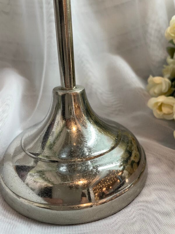 Glass chalice candle holder with metal base for tea lights or small votive candles - Image 3