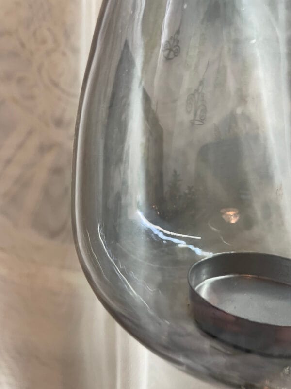Glass chalice candle holder with metal base for tea lights or small votive candles - Image 2