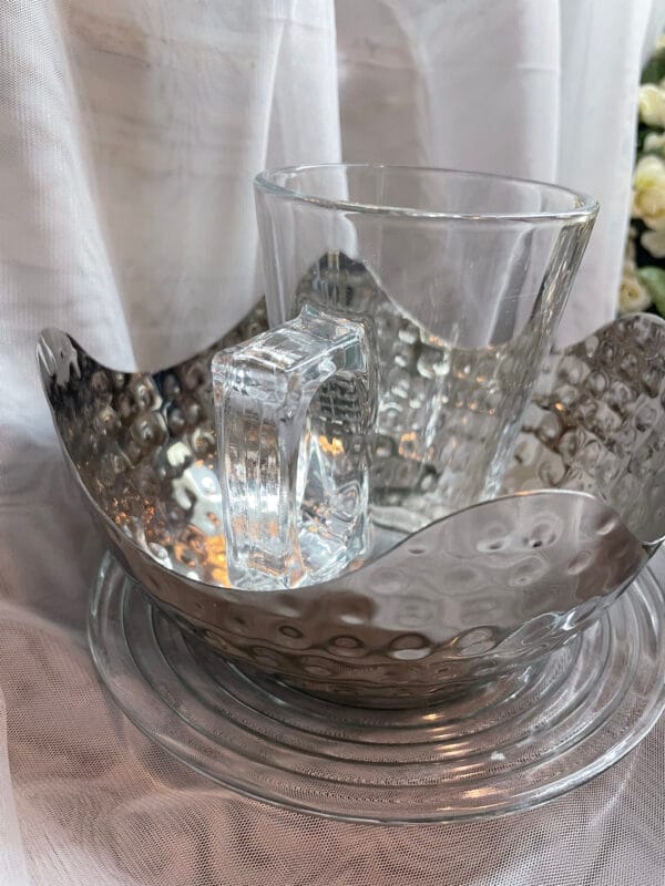 Glass Coffee Cup Set with Metal Base – A Modern Duo for Sharing - Image 6
