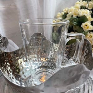 Glass Coffee Cup Set with Metal Base – A Modern Duo for Sharing