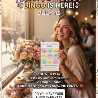 🌸🍩 BLOOM & DONUT BINGO IS HERE! 🍩🌸

Shop, share, and complete your Bingo card for a chance to WIN amazing prizes!

🎯 How to Play

Pick up your Bloom & Donut Bingo Card in-store.
Complete the activities on the card and receive a stamp for each completed square.
Get 3 stamps in one straight line (horizontal, vertical, or diagonal) to earn 1 raffle entry.
Complete more lines to earn more entries and increase your chances of winning!

🎁 Prizes

🏆 1 Grand Prize Winner
🎉 2 Consolation Prize Winners

📅 Drawing Schedule

Bingo cards are valid for 2 weeks only.
Raffle drawing will be held every two weeks.
Be sure to fill out your Name, Email, and Phone Number before submitting your completed card.
Drop your completed card in our raffle box before the drawing date.

✨ Every purchase, visit, and share gets you one step closer to winning!

Good luck, and thank you for supporting Bloom & Donut! 💕🍩

#Lulu’sCraft&Creations #Wiki-liciousNWOrlando #BloomAndDonutBingo #BingoChallenge #SupportLocal #SweetRewards #DonutLovers #WinWithBloom