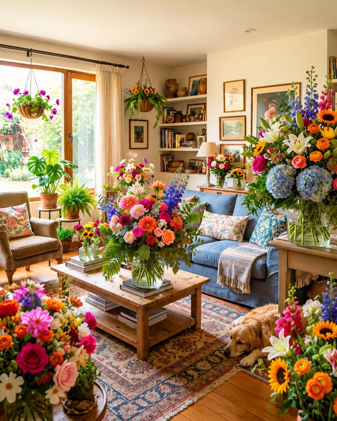 Is there anything more cozy than a living room full of life, color, and the scent of nature? 🌸✨

Filling every corner of the house with unique floral arrangements is the perfect way to transform an ordinary space into a true sanctuary of peace and warmth. Even the most loyal members of the household are enjoying this botanical oasis! 🐶🌿

Let me know in the comments: What is your favorite flower to bring life to your home? 👇💬

#HomeDecor #CozyHome #InteriorInspo #DecorLovers#FloralDesign #FreshFlowers #AestheticHome #FlowersOfInstagram
#HomeSweetHome #CozyVibes #BeautifulInteriors #HomeInspiration #LivingRoomDecor